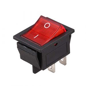 Juwaacoo Interrupteur à Bascule unidirectionnel Bipolaire à 4 Broches avec LED Rouge, Marche/Arrêt, 16A 20A 250V AC, Noir et Rouge (Jijuelei, neuf)