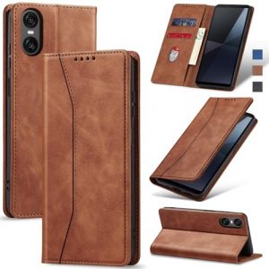 Jasonyu Coque pour Sony Xperia 10 VI,Housse Etui en Cuir PU Portefeuille [Antichoc] [Magnétique] [Porte Cartes] [Stand Fonction] Flip Coque (Brun) (Jasonyu-FR, neuf)