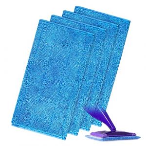 FINEVERNEK 4PCS Lingettes Reutilisable pour Swiffer WetJet Wood, Tampons Vadrouille en Microfibre Mop pour Le Nettoyage et Le R&eacute;curage des Sols Humides ou Secs, Carrelage et Marbre (HongmantangEU, neuf)