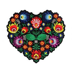 Publisit Grand Patch Thermocollant, 18 x 20 cm, Fleurs, Coeur, Ecusson Thermocollant ou Ecusson À Coudre, Pour Vêtement T-SHIRT Jeans Veste, Taille unique (⭐Publisit-France⭐, neuf)
