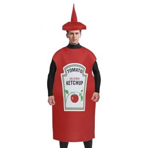 Kustimantu Costume de ketchup moutarde | Unisexe Adulte Ketchup Moutarde &ndash; Jeu de r&ocirc;le &ndash; D&eacute;guisement amusant pour les couples Costume de carnaval Halloween (amste, neuf)