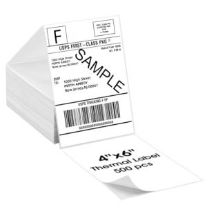 vretti Lot de 500 &eacute;tiquettes d'exp&eacute;dition autocollantes en papier thermique, 4 x 6, compatibles avec Etsy, Shopify, Ebay, Amazon, Royal Mail, FedEx, UPS (vretti-eu, neuf)