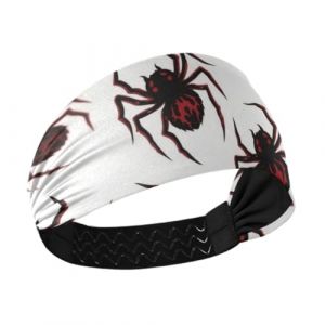 Bandeau gothique rouge noir Halloween dentelle araignée bandeau d'été antidérapant pour femme bandeau de sudation élastique pour femme pour le tennis, le lavage du visage, la randonnée, la course à (ChangZeFT, neuf)