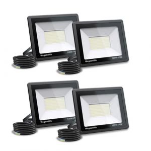 Wegoodlife Lot de 4 Projecteur LED Ext&eacute;rieur 100W, Super Lumineux 8140LM Spot LED Ext&eacute;rieur, 6500K Blanc Froid, IP66 &Eacute;tanche, &Eacute;clairage Mural pour Jardin, Patio, Garage, All&eacute;e, Atelier, Sans Prise (ZHIHAOXUAN, neuf)