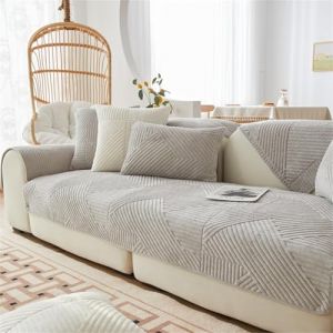 FASCINATDECO Housse Canapé 1/2/3/4 Places, Housse de Coussin de Canapé, Housse Canapé d'angle, Universelle Protege Canape, Protection Canapé, Couvre Canapé Antidérapante (Gris Clair,110x240cm) (FASCINATDECO, neuf)