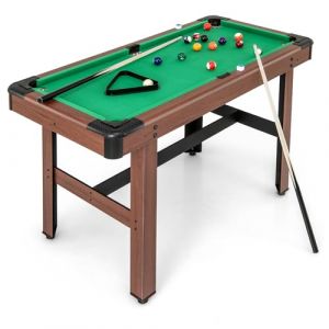 GOPLUS Table Billard Americain 122 CM, Table Billard Adultes Enfants avec 16 Boules, 2 Queues de Bollard, 2 Craies, Triangle, Brosse,Jeu de Billard pour Jeux en Famille, Salle de Sport (Vert) (Augenstern24, neuf)