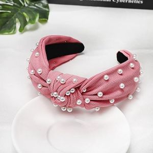 1 bandeau de 7 cm de large pour femme - Bandeau à perles - Bandeau en perles - Bandeau en tissu - Serre-tête large - Pour tous les jours, le yoga, le sport, rouge pastèque (Blausky, neuf)
