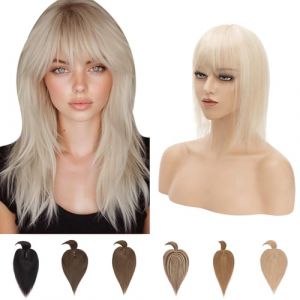 18 Pouces Volumateur Capillaire Femme Naturel Avec Frange Pour Chevelure Clairsemée 7 * 13cm Toupet Femme Densité 150% Base en Soie, #18P613 Sable Blond & Blond Très Clair (Ritera Flagship, neuf)