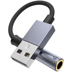 Adaptateur AUX vers USB vers USB vers adaptateur audio jack 3,5 mm, USB vers c&acirc;ble auxiliaire, carte son st&eacute;r&eacute;o externe USB vers TRRS femelle 3,5 mm, compatible avec casque, PC, ordinateur portable, (WORLDBOYU, neuf)