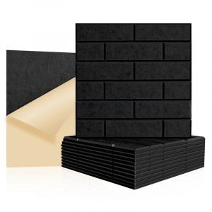 Lot de 12 Panneau Acoustique Mural Carr&eacute;es Autocollante, 12 * 12 * 0.4IN Isolation Acoustique &agrave; Haute Densit&eacute;, Mousse Acoustique Isolant Phonique pour Studio Bureau Chambre (Noir) (DAOYIDE, neuf)