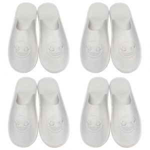 GURGER Chaussons Invit&eacute;s Lavable en Machine Antid&eacute;rapant Motif Cartoon Pantoufles pour Maison H&ocirc;tel Spa Voyage, Lot Multi-Tailles et Multi-Couleurs, Lot de 4 Blanc (QUAN JIYU, neuf)