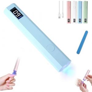 Glonailstickers Finger Nails UV Light, Glo Nail Stickers Kit with UV Light, Handheld UV Light for Gel Nails, Cordless UV LED Nail Lamp, Portable Mini Nail Dryer for Home Personal DIY (Blue) (zhanhuiamz, neuf)