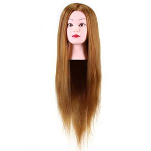 Real Human Heuv Hair Mannequin Head, Cosmétology Doll Training Head, coiffeur Training Head, pour la pratique du coiffeur, le tressage, le style, la coloration, le blanchiment, la (Zippowolf, neuf)