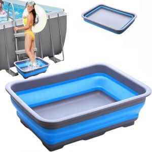 Pediluve Piscine,Nouveau Bassine Pied,Bassine Pour Bain De Pieds Pliable Antidérapant,Accessoires Pour Piscine,37x27x11.8cm,Pour Rince Pied Piscine,Rincez Vos Pieds,Garde La Piscine Propre (1, Bleu) (FEIBAO&-Wu, neuf)