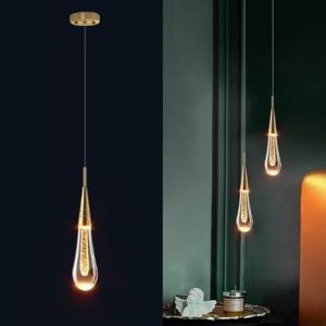 LIGKIN Lustre LED 5W Créatif Suspension Luminaire Moderne en forme de goutte d'eau, Plafonnier en Cristal Lampe Suspendue pour Salon Restaurant Escalier, Lumière Chaude (LigKin Light, neuf)