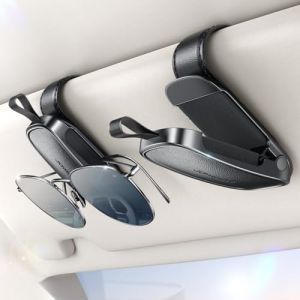 JOYROOM 2 Pack Porte Lunettes pour Voiture, Magnétique Support Lunette Voiture, Universel Porte Lunettes de Soleil Auto en Cuir, Clip Lunettes De Soleil Compatible avec Tous Types de Lunettes (Noir) (XLH Tech, neuf)