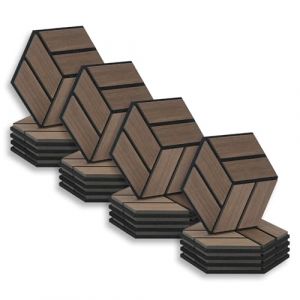 Homestyle4u Lot de 20 panneaux muraux hexagonaux - 30 x 26 x 2 cm - Marron - D&eacute;coration murale - Traitement acoustique (1001jouets, neuf)