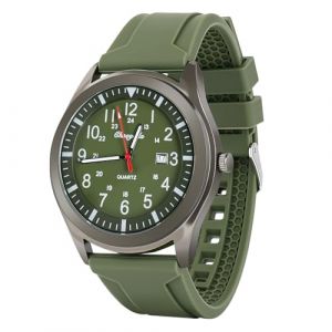 APXEL Montre Bracelet Unisexe, Montre Homme, Analog Quartz Montres avec Date et Silicone Band, Cadeaux pour Hommes (Bracelet Vert et Cadran Vert) (Cest-Born, neuf)