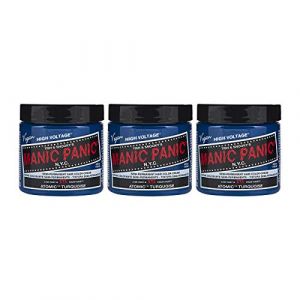 Manic Panic Atomic Turquoise, Crème classique vegan, sans cruauté, teinture capillaire semi-permanente, 3 x 118ml (Solretail LTD, neuf)