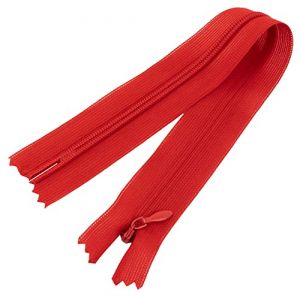 AERZETIX - C60877 - Lot de 10 Fermetures &eacute;clair invisibles 25 cm non-s&eacute;parables - fermeture &agrave; glissi&egrave;re cr&eacute;maill&egrave;re - couleur rouge - maroquinerie jean pantalon robe jupe couture v&ecirc;tement (Tuning, neuf)