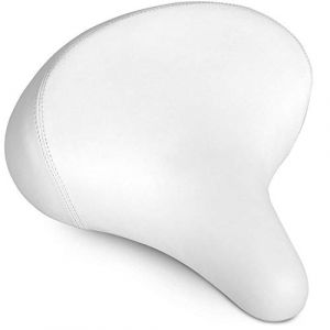 La plus confortable selle de vélo Cruiser - Siège de vélo Bikeroo extra large [élégante et souple] - Excellent remplacement de selle de vélo pour homme et femme avec rembourrage, blanc (Vultaris, neuf)