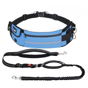 Pecute Laisse Canicross Chien, Harnais Ceinture pour Chien sans Les Mains, Laisse Réfléchissante Anti-Fuite avec Ceinture Lombaire Réglable, Harnais de Promenade Sécuritaire pour Moyens/Grands Chiens (Ligaoo, neuf)