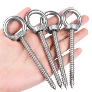 Niuny Piton à Visser Crochet a Visser 4Pcs Anneau de Levage M8 x 80cm Crochets à œillets Robustes Crochet vis Piton Inox Charge Lourde Avec pas de vis pour Support de Hamac Chaise Balançoire Yoga (Niuny, neuf)