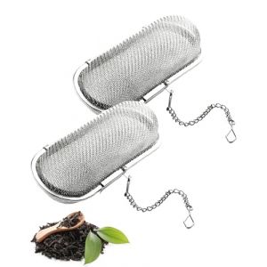 HUVZOR 2 pièces Passoires à Epices,Boule à Thé Et Passoire à Epices en Acier Inoxydable Argent Réutilisables Ovale Infuseur à Boule de Passoire à Thé Infuseur a The pour en Vrac et épices (Volumetech OU, neuf)