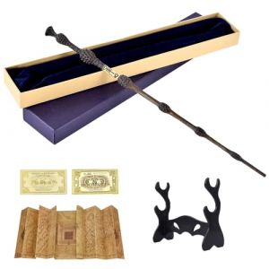 Rakuker Baguette de Sureau, Exquise Baguette Dumbledore, R&eacute;aliste Sureau Baguettes en R&eacute;sine et Acier, 35CM Dumbledore dans Un Coffret Cadeau avec Carte, Ticket de Garde, Carte et Support (FUNRPETA S.R.L., neuf)