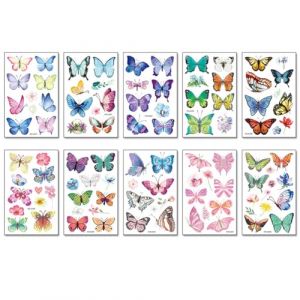10 Feuilles Tatouage Enfant, Tatouage Enfant, Tatouage Papillon, Tatouage Temporaire Fille, Tatouage Ephemere Étanche pour Fille Garçons, Tattoos Enfants de Fête d'anniversaire Cadeau (DuXin-FR, neuf)