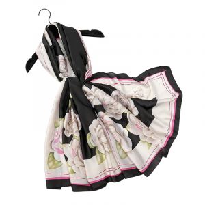 WEIGEER Foulard en soie femmes ch&acirc;le &Eacute;charpe en soie Silk Scarf Women Chiffon Shawl White Neckerchief Head Wrap Thin Scarf Beach Hijab Belt Vintage Bridal Shawl Binder (Rouge/Noir) (Amezon FR, neuf)