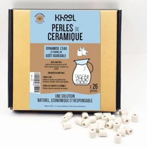 KHOOL | 25+1 Perles de céramique EM naturelles | Filtre eau robinet & carafe filtrante | Améliore le goût de l’eau | Anti calcaire | Pour lave-linge, lave-vaisselle | 10 mm (FILEANE, neuf)