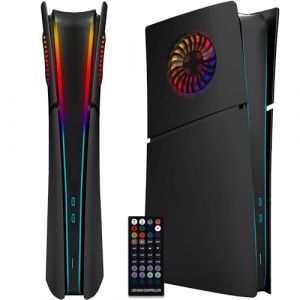 ElitePlay Façade numérique fine noire avec lumières LED et grilles d'aération de rechange pour Playstation 5 Slim Digital Edition (ElitePlay, neuf)