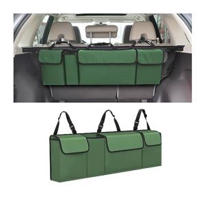 Adunsiaoto Rangement Coffre de Voiture, Organisateur De Coffre De Voiture, Pliables Rangement Organisateur de Coffre Sacs de Coffres Voiture, Antid&eacute;rapant, Sangle Fixation R&eacute;glable(Vert) (dunsiaoto, neuf)