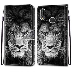 ShinyCase Magn&eacute;tique T&eacute;l&eacute;phone Case pour Huawei P20 Lite Coque Emplacement Carte PU Leather Cuir Anti-Rayures Protective Cover Housse Portefeuille &Eacute;tui Coque pour Huawei P20 Lite,Lion F&eacute;roce (ShinyCase, neuf)