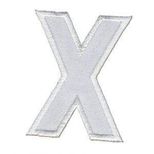 Patch Ecusson Thermocollant Lettre Blanche 3,50 x 5 cm Lettre X (Filou Face, neuf)