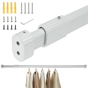 VirtuGro Tringle Penderie V&ecirc;tements peut Supporter 70KG Tringle Extensible Robuste&&Eacute;pais Barre Penderie Barre Telescopique Convient aux Armoires (Blanc, 42-65cm) (BRC DIANZI, neuf)