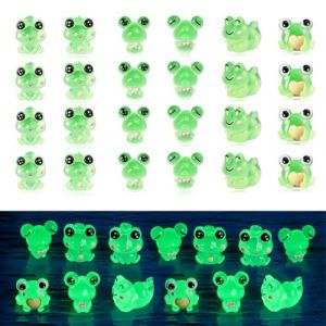 Wekuw 24 pi&egrave;ces grenouilles lumineuses d&eacute;coration de jardin lumineuse figurines elfes mini r&eacute;sine princesse figurines pour jardin plante en pot DIY micro paysage sc&egrave;nes pour chambre, Halloween (ZHELYAZKO TRANS STORE, neuf)