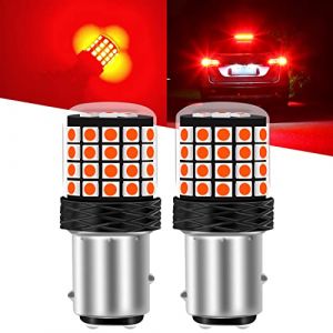 Sidaqi 1157 BAY15D P21/5W LED Rouge Ampoules de feux de freinage 12-24V 54SMD 3030 42W Super Bright 2200LM Canbus P21/5W Ampoule LED pour feux de recul Feux de stationnement Feux arri&egrave;re -2PCS (Caiwanbing, neuf)