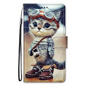 Nodigo-EU Coque pour Honor X6 / Honor X8 5G / Honor 70 Lite Cuir Antichoc avec Support Clapet Design Silicone Motif Dr&ocirc;le &Eacute;tui Bumper Kickstand Case Cover Housse Fille Femme Homme Portefeuille - Chat (Nodigo, neuf)