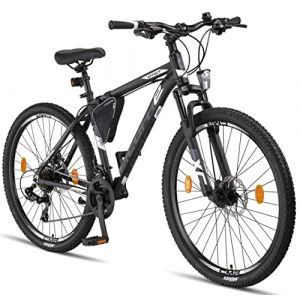 Licorne Bike Vélo VTT haut de gamme, pour filles, garçons, hommes et femmes, avec dérailleur Shimano à 21 vitesses, Garçon, Noir/blanc (2 freins à disque)., 27.5 inches (Licorne Bike GmbH, neuf)