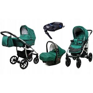 BabyLux&reg; Enfant Poussette Combin&eacute;e Set 4 en 1 - Qbaro - incl. Nacelle, Canne, Si&egrave;ge de voiture, ISOFIX Base - Si&egrave;ge Auto - Landau B&eacute;b&eacute; - avec Sac &agrave; langer, Habillage pluie etc. (BabyLux-shop, neuf)