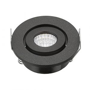 JOYINLED Non-Dimmable 10 x Mini spots LED encastrés 3W Blanc Froid, COB Mini Spot LED pour Vitrine Station Intérieur Éclairage Plaque de plâtre Incl.Seperated Transformateur(noir, 6000K) (JOYINLED LTD., neuf)