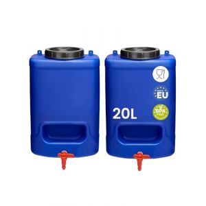 Garronda Jerrican Eau avec Robinet sans BPA jerrican Alimentaire d'eau bidon 20L jerrican Eau 20L bidon Etanche Reservoir Eau Camping Car bidon Eau Camping Accessoires 2 Pack Bleu GD-0084 (Hisert, neuf)