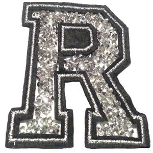 Écusson Patch Badge strass Brodé ecusson lettre alphabet thermocollant "R 8-10 cm " (B2SEE LTD avec TVA francaise et livraison LaPoste, neuf)