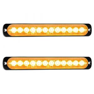 RIGIDON 2Pcs 7.5" 12 Led Ambre Feu de freinage stroboscopique, Balise clignotante de s&eacute;curit&eacute; 12V 24V Barre lumineuse led pour voiture v&eacute;hicule utilitaire bateau remorque caravane (JIANDAO, neuf)