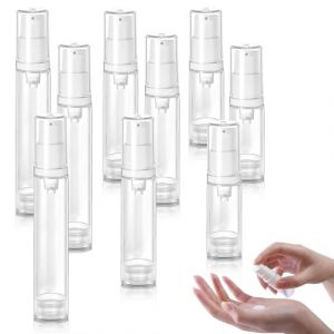 GIUSOBG 9 Pcs Airless Flacon Pompe Vide 5ml, 10ml, 15ml, Petit Flacons À Pompe sans Air, Flacon Voyage, Flacon Pompe Vide, Distributeur de Crème Cosmétique Transparent, pour Cosmétiques Crèmes Lotion (BINHENGEU, neuf)