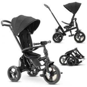 DERYAN Tricycle B&eacute;b&eacute; Explorer de 9 Mois &agrave; 25 kg - Draisienne &Eacute;volutif - Velo Poussette - Trike Bebe - Facile &Agrave; Plier - Pliable - Capote d&eacute;pliable avec Pare-Soleil - Noir (Deryan, neuf)