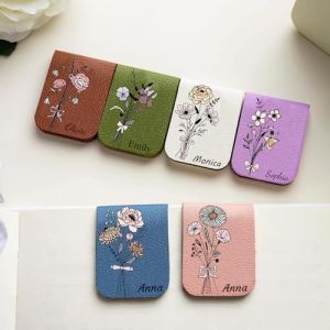 Marque-Page Magn&eacute;tique Personnalis&eacute; En PU Marque-Page En cuir Floral Personnalis&eacute; avec nom et Fleur de Naissance Marque-pages Magn&eacute;tiques sur Mesure Pour Femmes Hommes Lecteurs Amateurs (Style 3) (LDTDIY, neuf)
