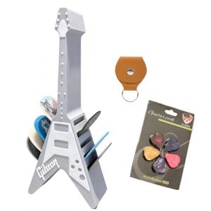 ARYIMYDP 1 Porte-m&eacute;diators D&eacute;coratif en Forme de Guitare avec Housse de Ceinture et Set de 5 M&eacute;diators, Accessoire d'Exposition et de Rangement pour Musiciens et Passionn&eacute;s de Guitare (UIRYFAZHANYOUXIANBAODAN, neuf)